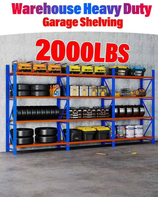Heavy Duty Steel Shelving Rack 6m x 2m x 0.6m — Blue and Orange