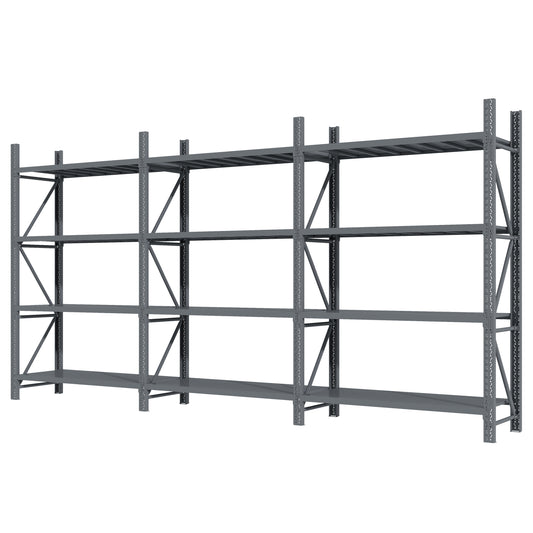 Steel Double Bay Shelving 6m x 2.4m x 0.6m Charcoal 1600kg