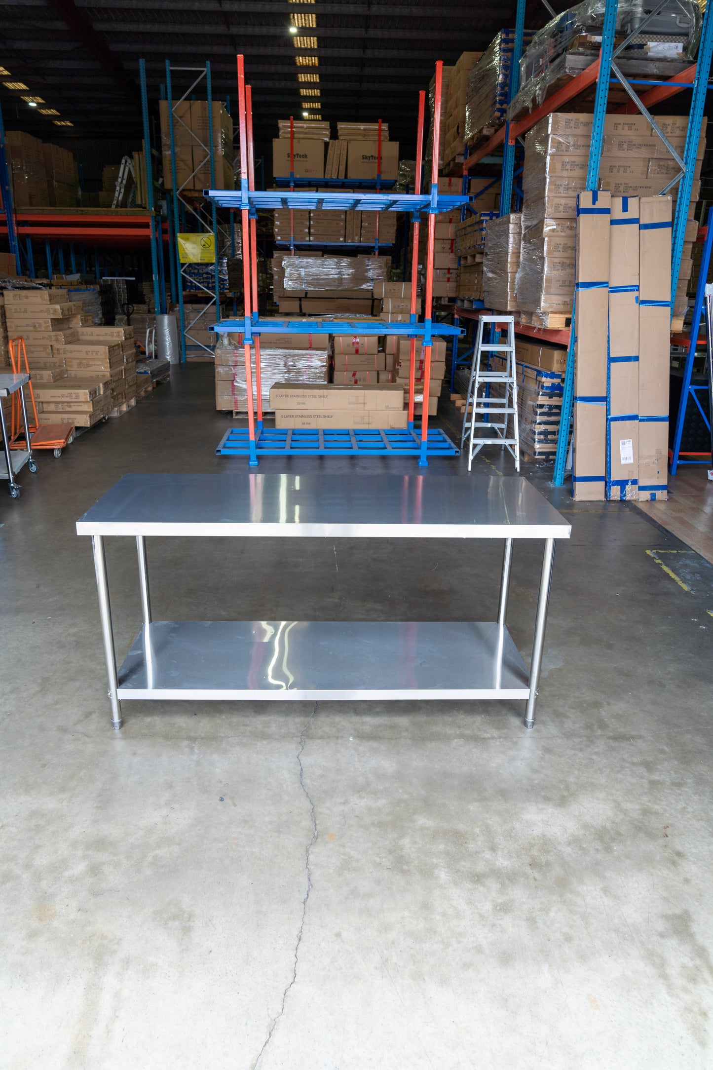 1800mm(L)x600mm(D)x900mm(H) 304 Stainless Steel Workbench – 2-Tier Commercial Kitchen Prep Table, Outdoor BBQ Table, Food Prep & Garage Work Table