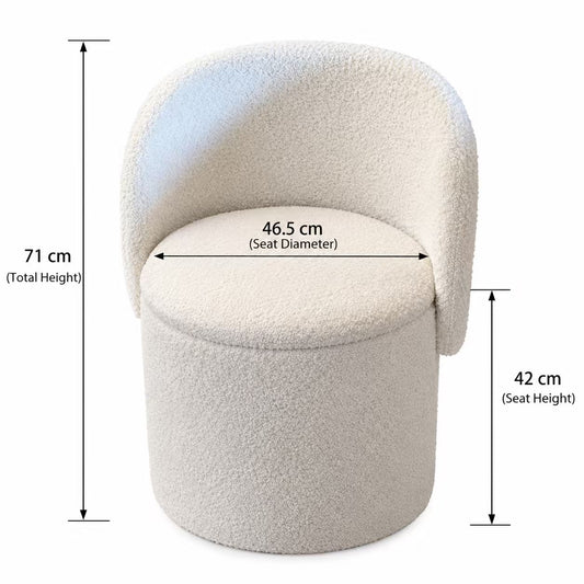 Vanity Stool with Storage and Foldable Backrest, Cream, 51×46.5×71cm