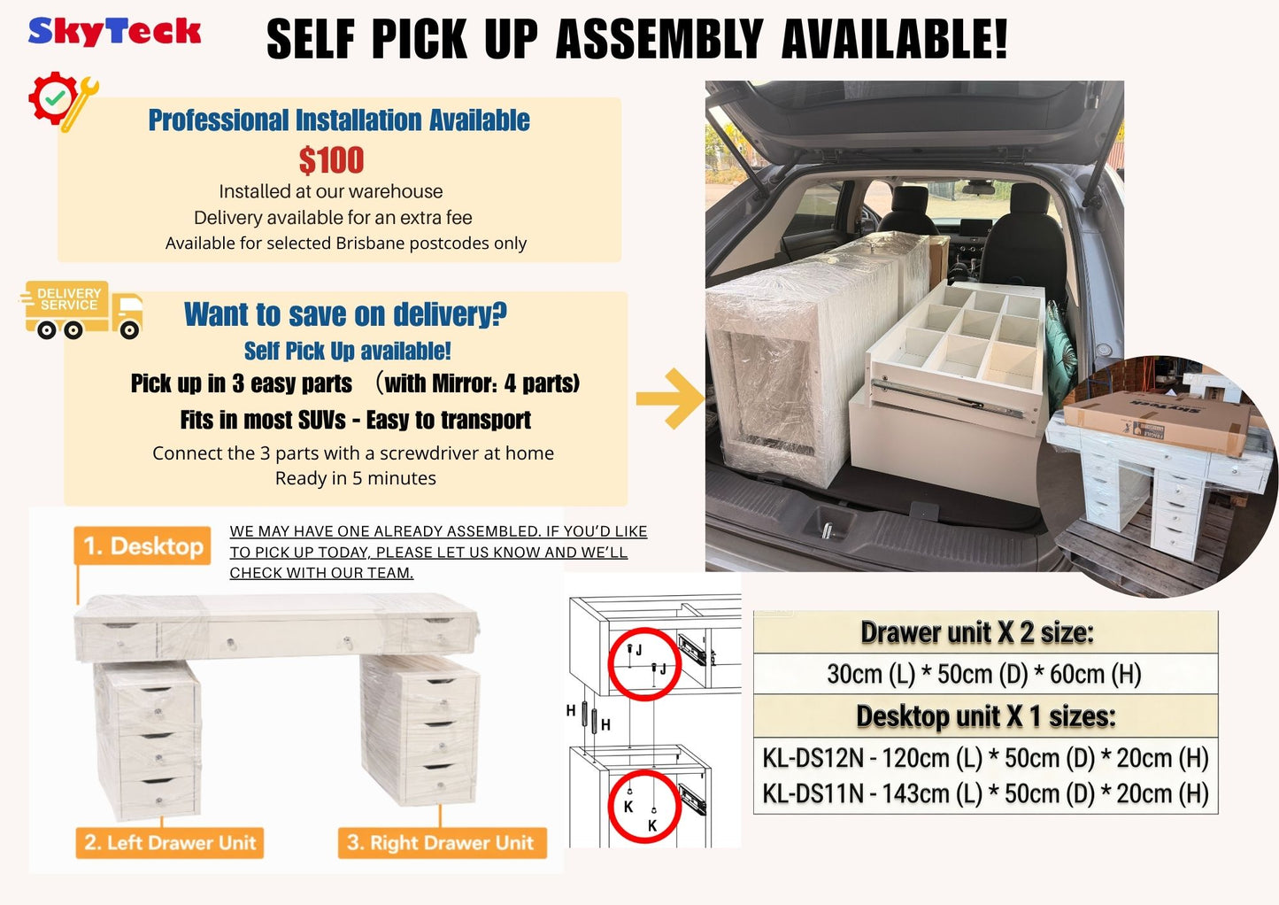 Vanity Assembly Service – Brisbane Pick Up or Delivery