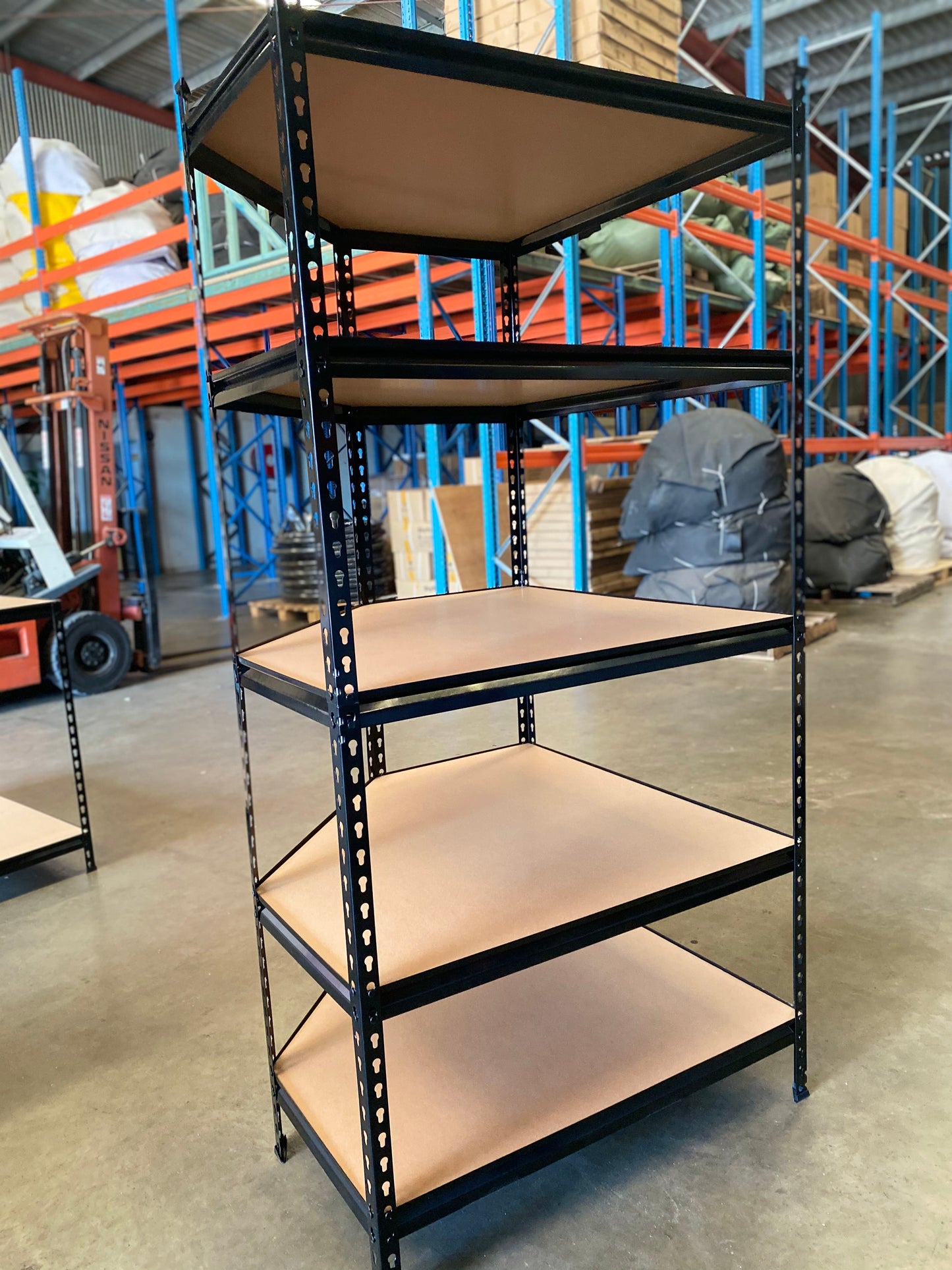Corner Garage Shelving Unit 5 Tier MDF and Metal Frame Black 90cm