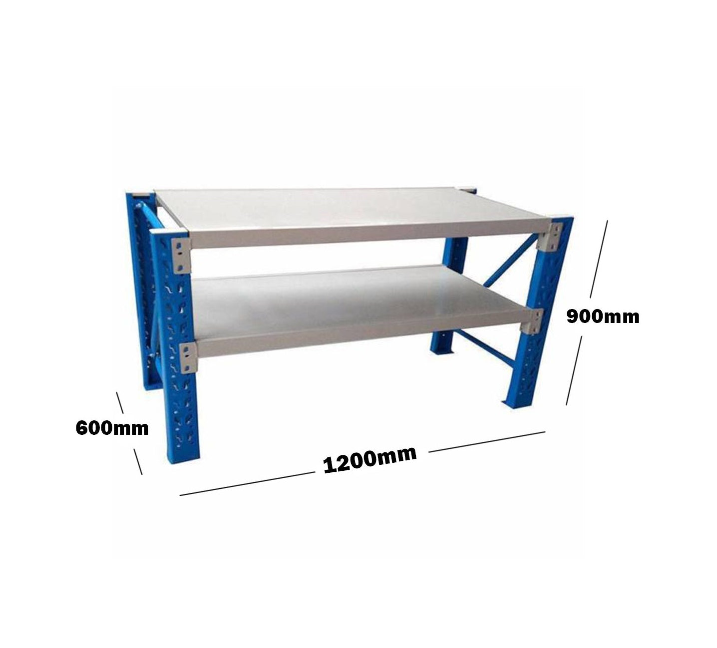 Metal 2-Tier Workbench 1.2m | Heavy Duty Steel | Blue & Grey