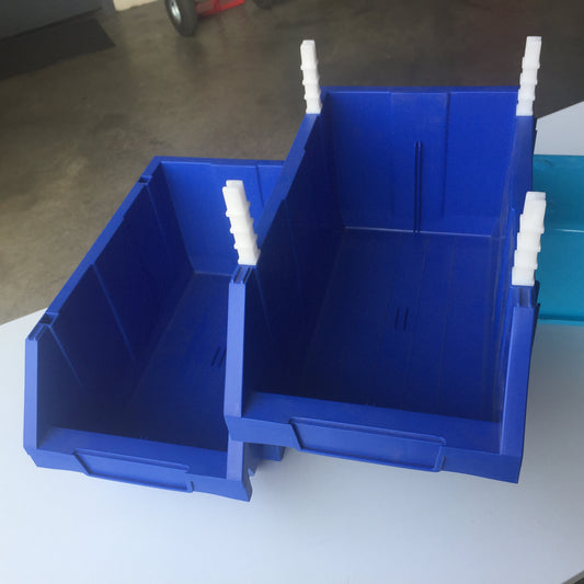 Stackable Plastic Storage Bin with Label Holder, Blue 355x210x175mm