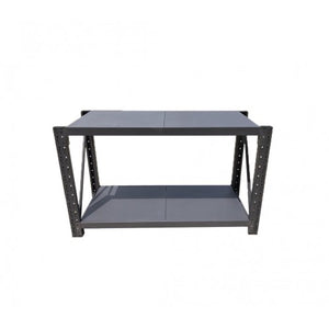 2m Heavy Duty Metal 2-Tier Workbench Charcoal