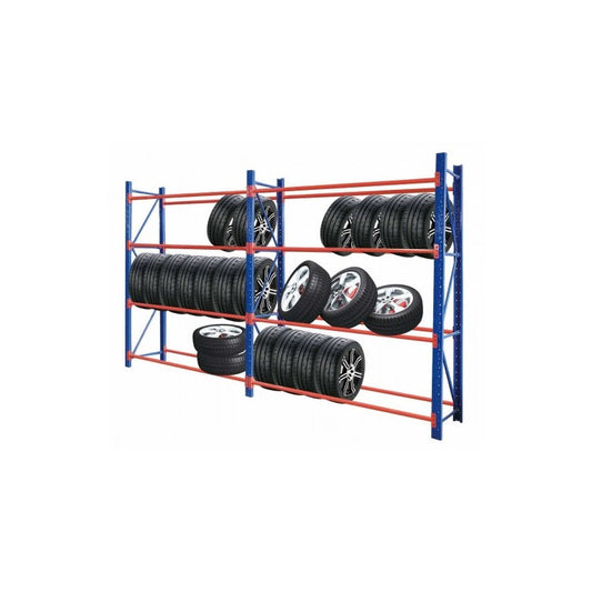 Heavy Duty Tyre Rack 6m x 2.4m Blue and Orange