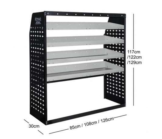 4-Tier Metal Van Shelving Unit 85cm x 122cm x 33cm Full Leg