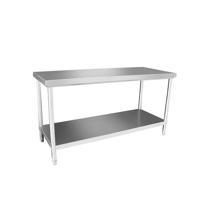 (Brisbane Only) 1000mm(L)x600mm(D)x900mm 304 Stainless Steel Workbench – 2-Tier Commercial Kitchen Prep Table, Outdoor BBQ Table, Food Prep & Garage Work Table