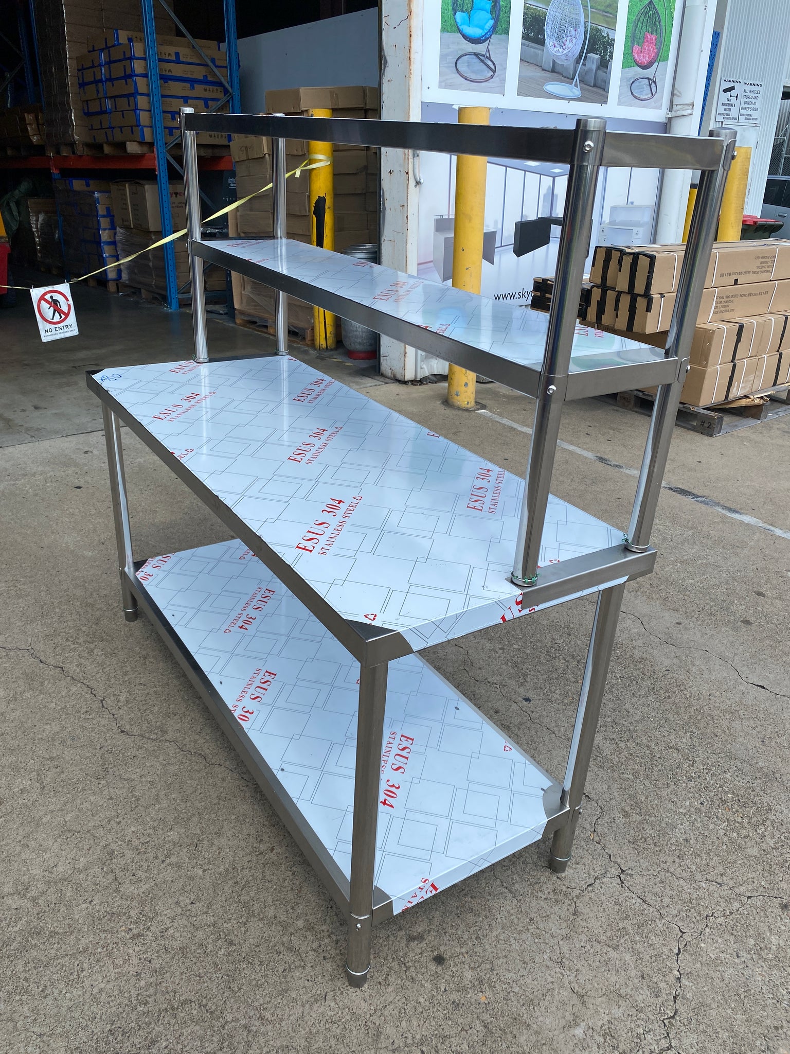 (Back In stock around 1.1) 1800x300x800mm Stainless Steel Metal 2 Tier Extension (TOP) Bench