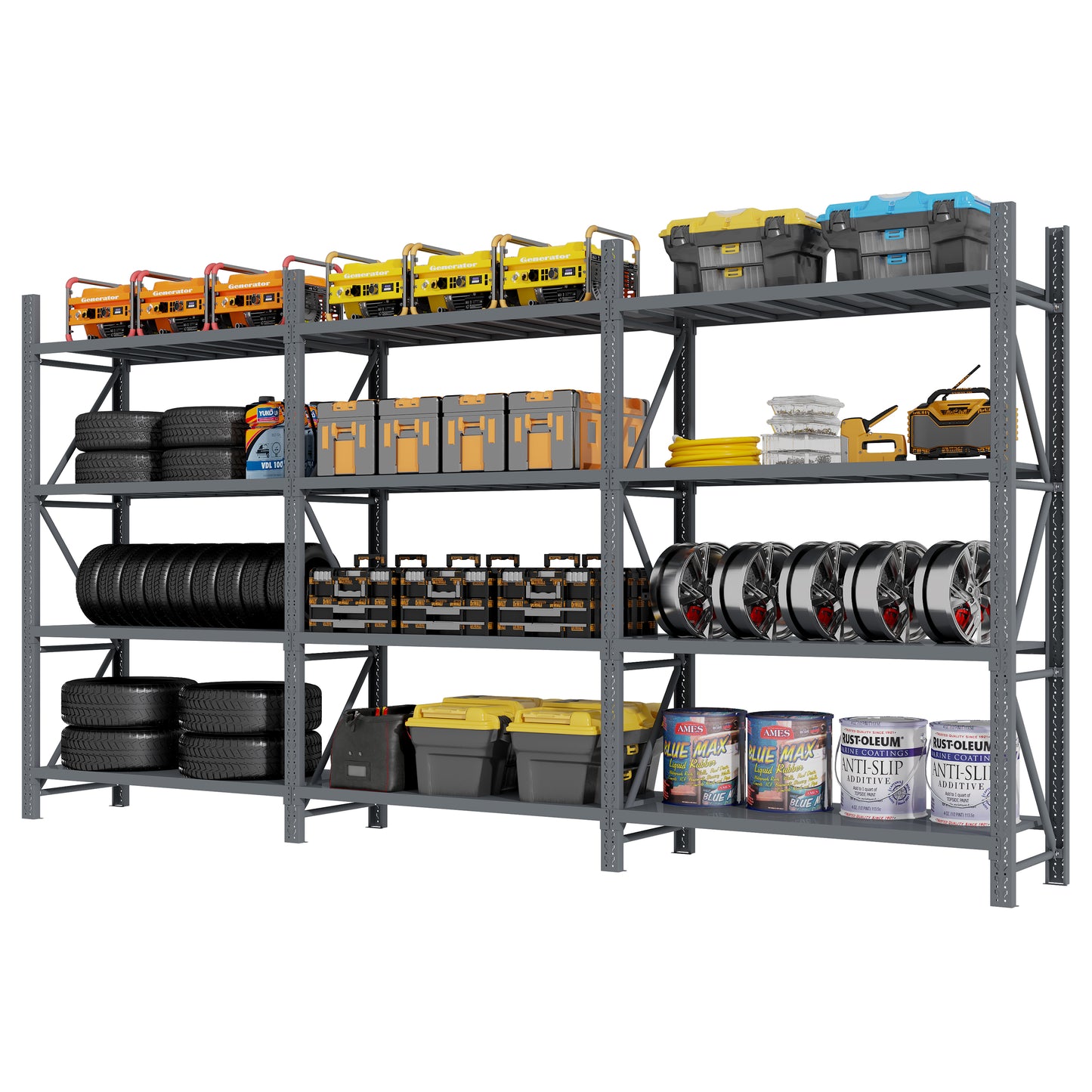 Steel Double Bay Shelving 6m x 2.4m x 0.6m Charcoal 1600kg