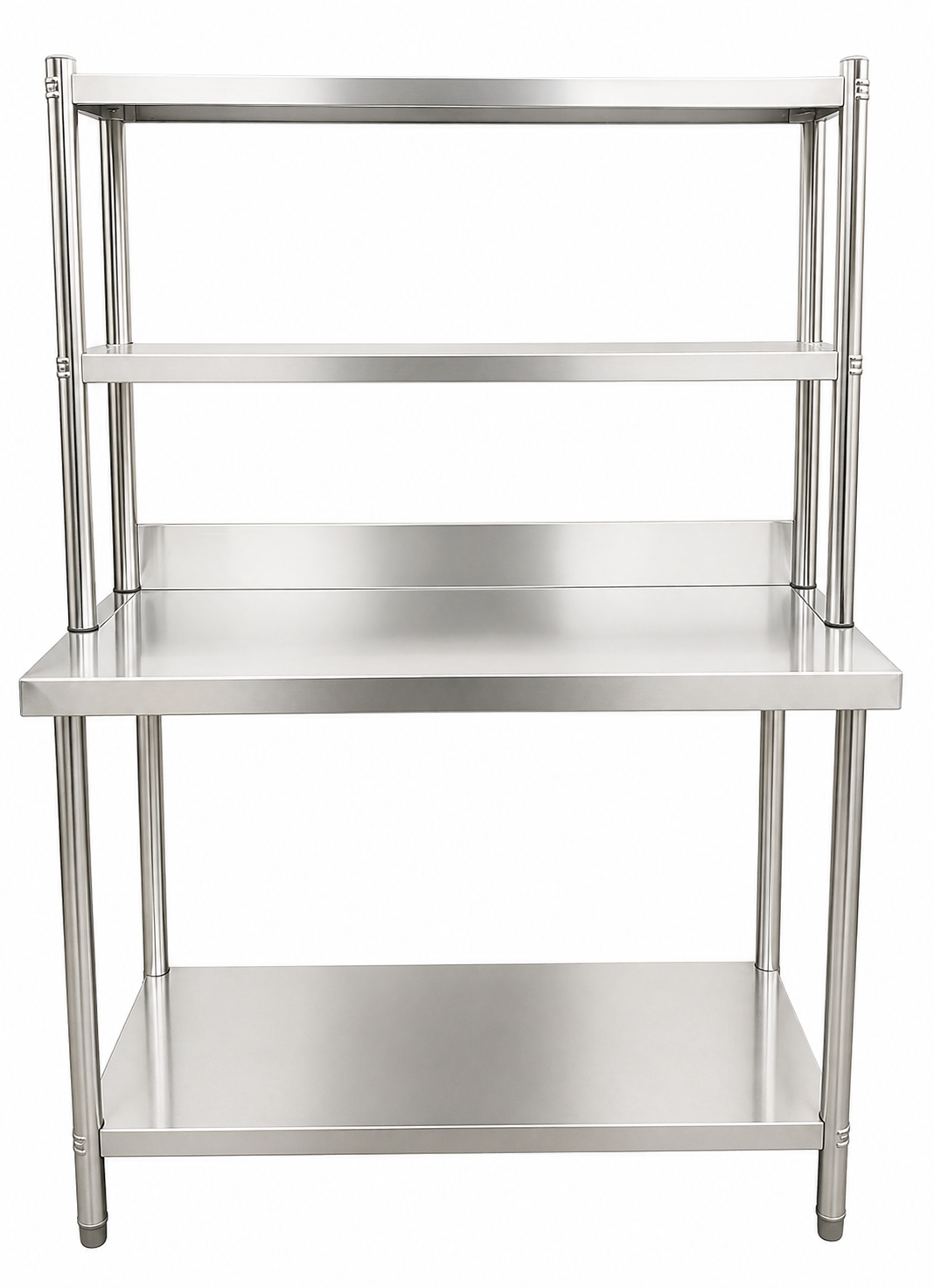 Stainless Steel Work Bench 1000MM W x 600MM D with splashback & bench top shelf 2 tier combo