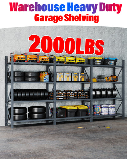 Steel Double Bay Shelving 6m x 2.4m x 0.6m Charcoal 1600kg
