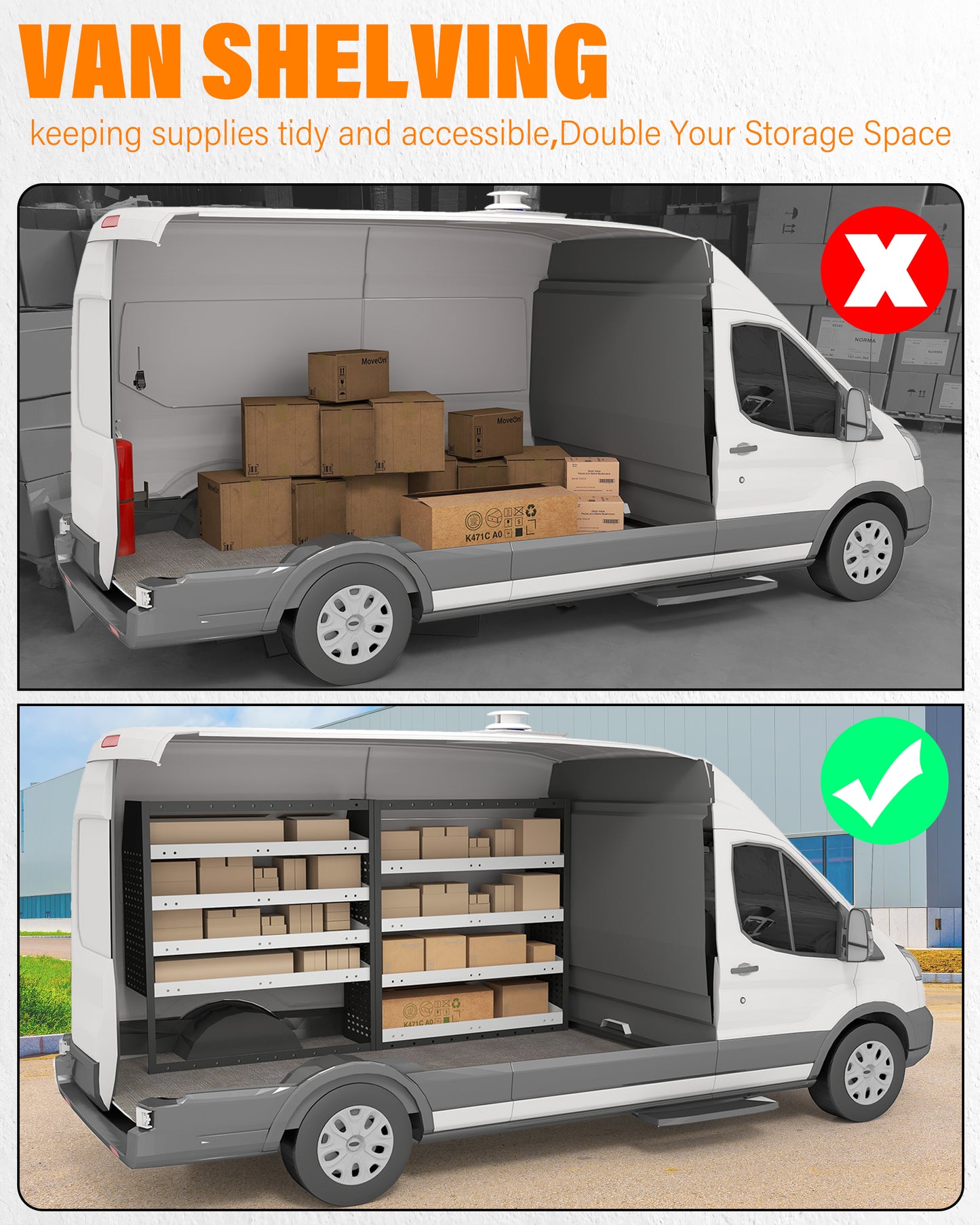 4-Tier Metal Van Shelving Unit 85cm x 117cm x 33cm