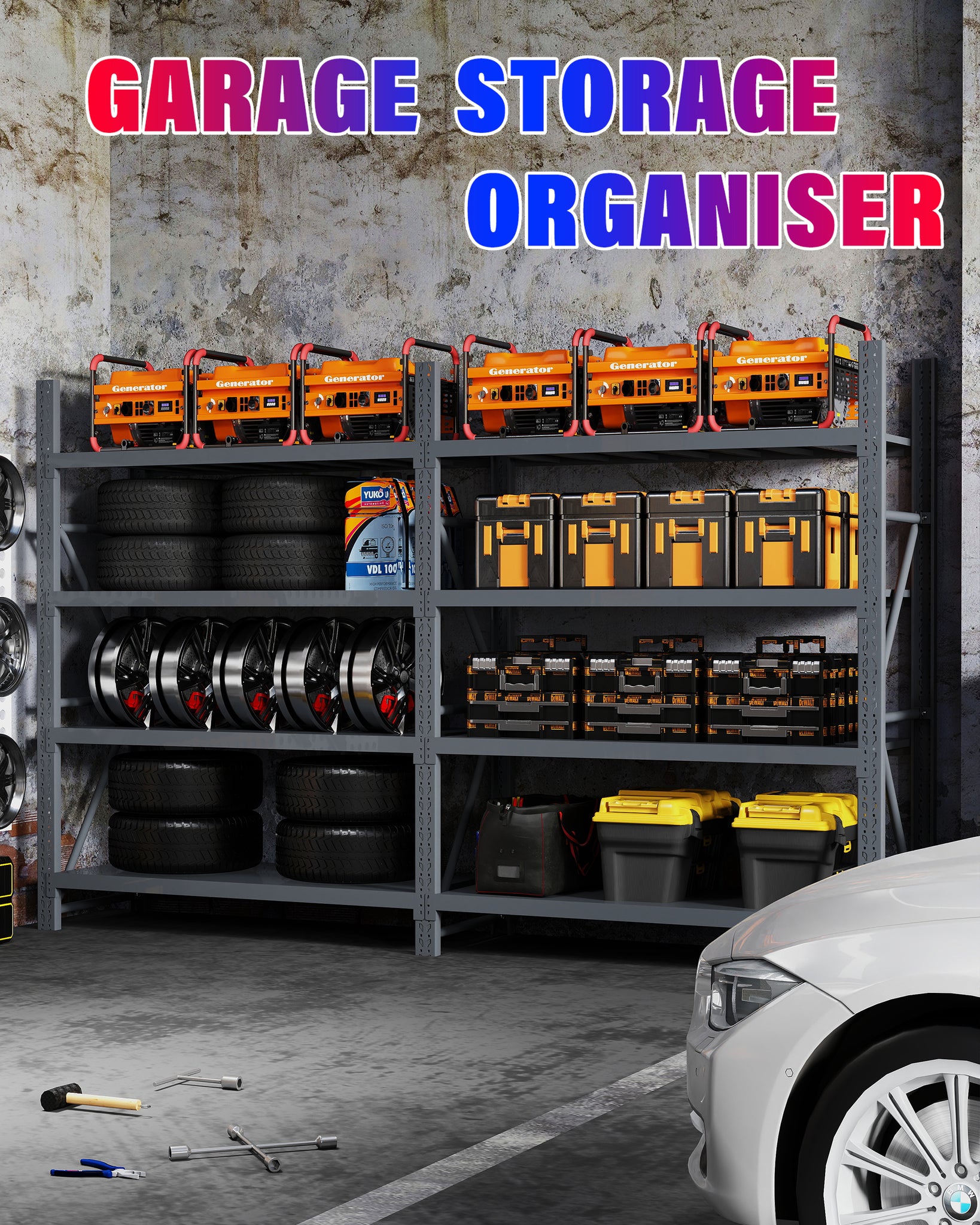 FREE DELIVERY (Brisbane) - 2.4m (L) Heavy Duty Heavy Duty Garage Warehouse Metal Storage Shelving Shelves