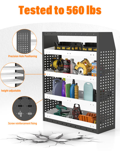 4-Tier Metal Van Shelving Unit 85cm x 117cm x 33cm