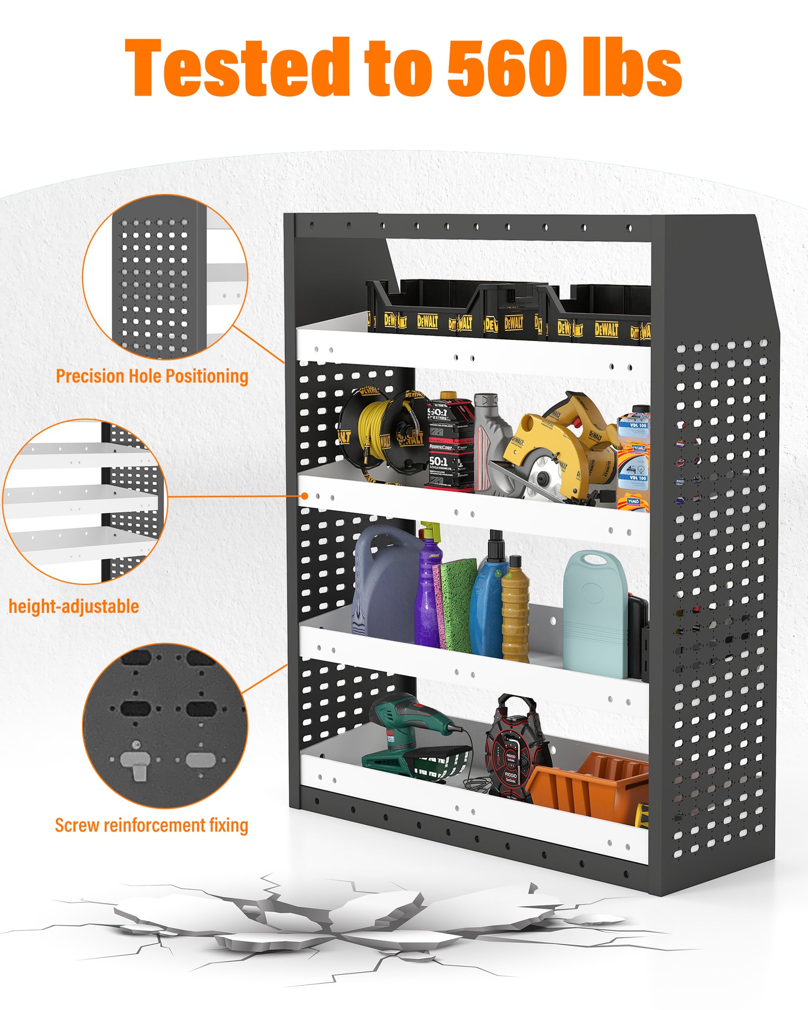 METAL VAN SHELVING 4 TIER SHELF COMPLETE UNIT 85CM(L) X 117CM(H) X 33CM(D) VS301 Full Leg