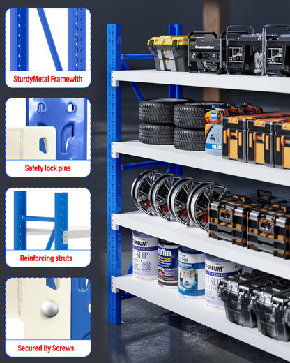 Heavy Duty Steel Long Bay Shelving 6m x 2m x 0.6m Blue & White