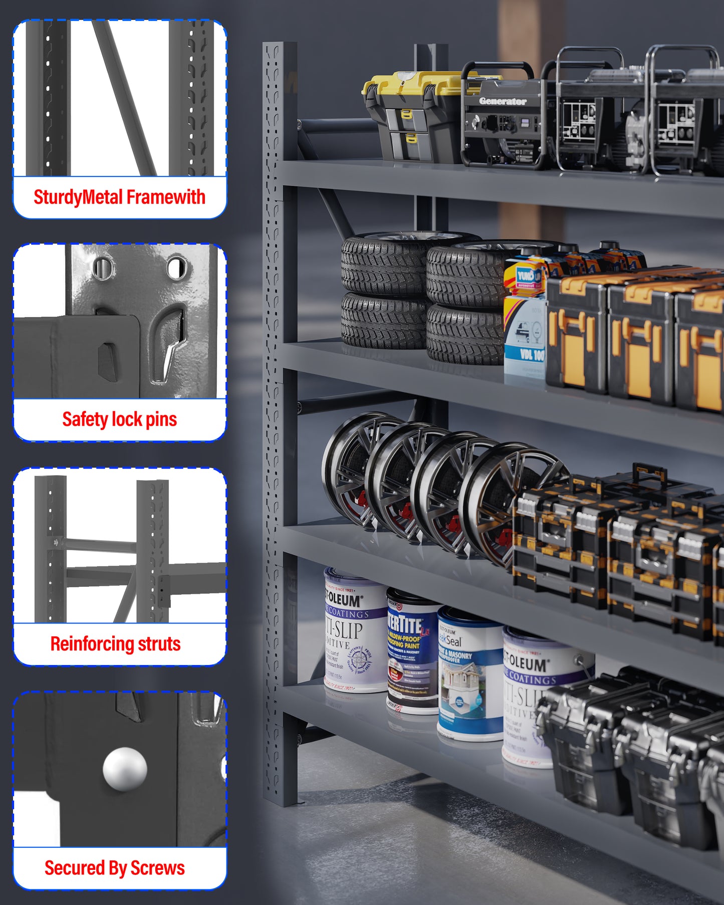 Steel Shelving Rack 2000 x 2000 x 600mm Charcoal 800kg Capacity 2020G