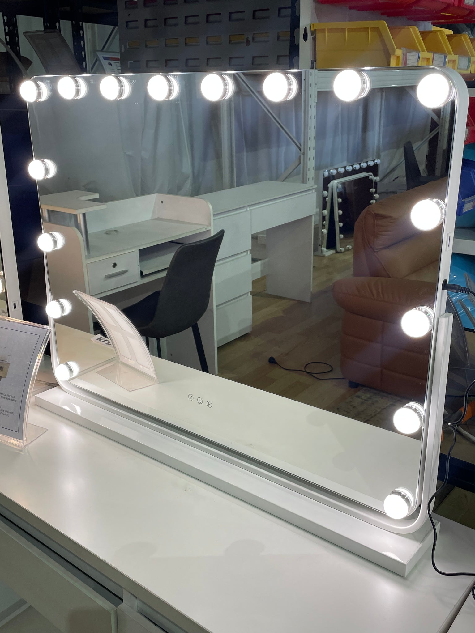 White Make-up Hollywood Led Mirror Hollywood Style LED Vanity Mirror Lights with dimmable Bulbs, USB Cable, ADJUSTABLE  SIZE: 80CM X 60CM ML-DS05