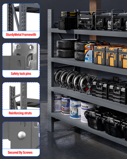Steel Double Bay Shelving 6m x 2.4m x 0.6m Charcoal 1600kg
