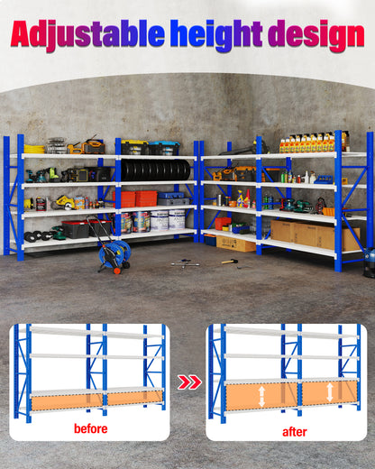 Steel Double Bay Shelving Unit 2.4M x 2.4M x 0.6M Blue and White