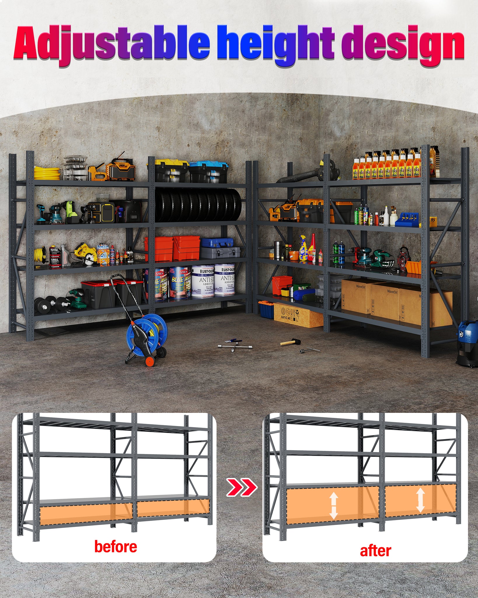 FREE DELIVERY (Brisbane) - 2.4m (L) Heavy Duty Heavy Duty Garage Warehouse Metal Storage Shelving Shelves