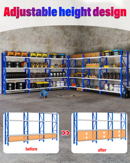 Steel Long Bay Shelving 5m x 2m x 0.6m | 200kg Per Shelf Blue and White 5020BW