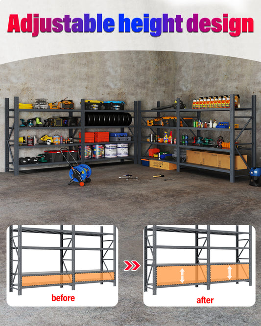 Steel Shelving Rack 2000 x 2000 x 600mm Charcoal 800kg Capacity 2020G