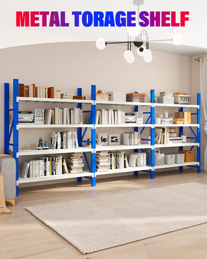 Heavy Duty Steel Long Bay Shelving 6m x 2m x 0.6m Blue & White