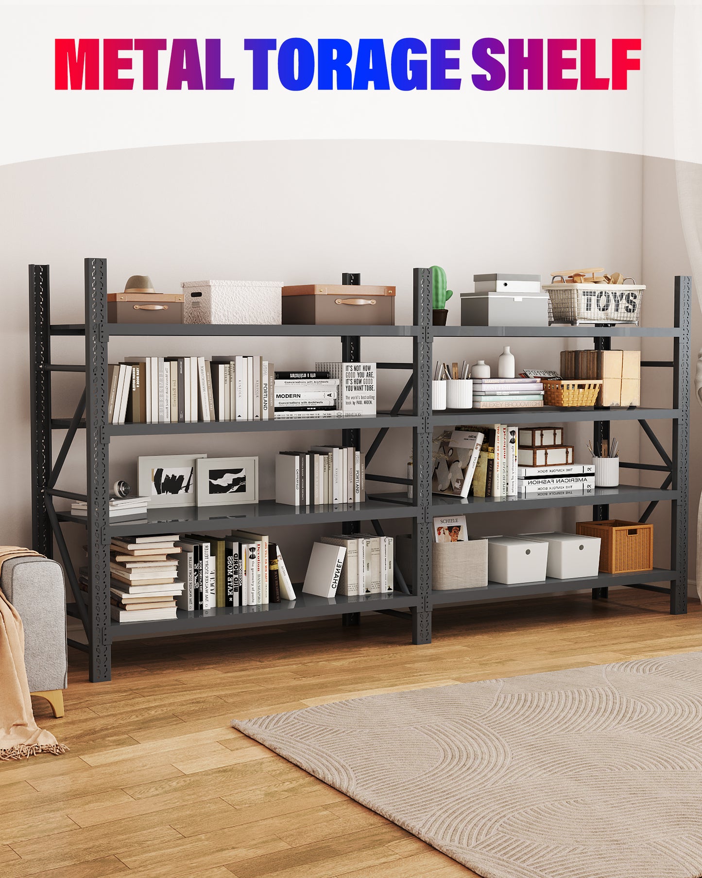 Steel Shelving Rack 2000 x 2000 x 600mm Charcoal 800kg Capacity 2020G