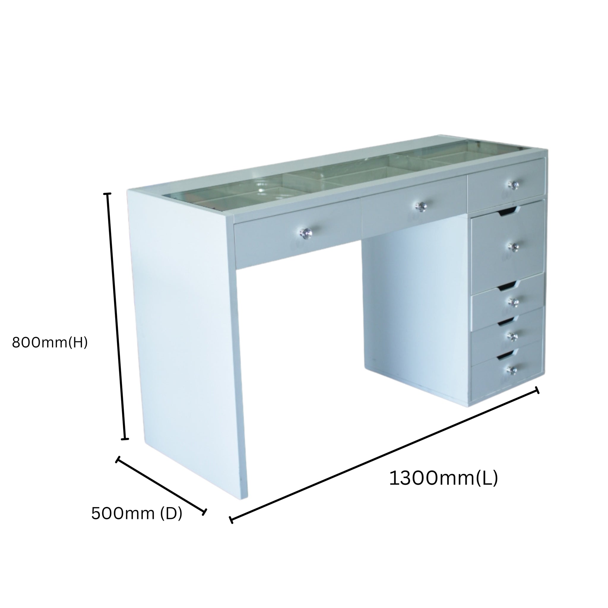 (Brisbane Pick Up Only) WHITE MAKE-UP DRESSER TABLE WITH 7 DRAWERS KL-DS10N (NO STOOL)