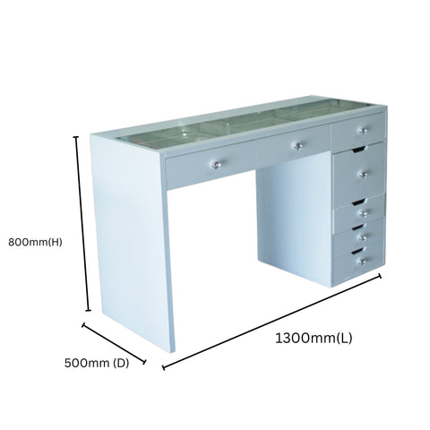 KL-DS10N TB  (Brisbane Pick Up Only) WHITE MAKE-UP DRESSER TABLE WITH 7 DRAWERS (NO STOOL)