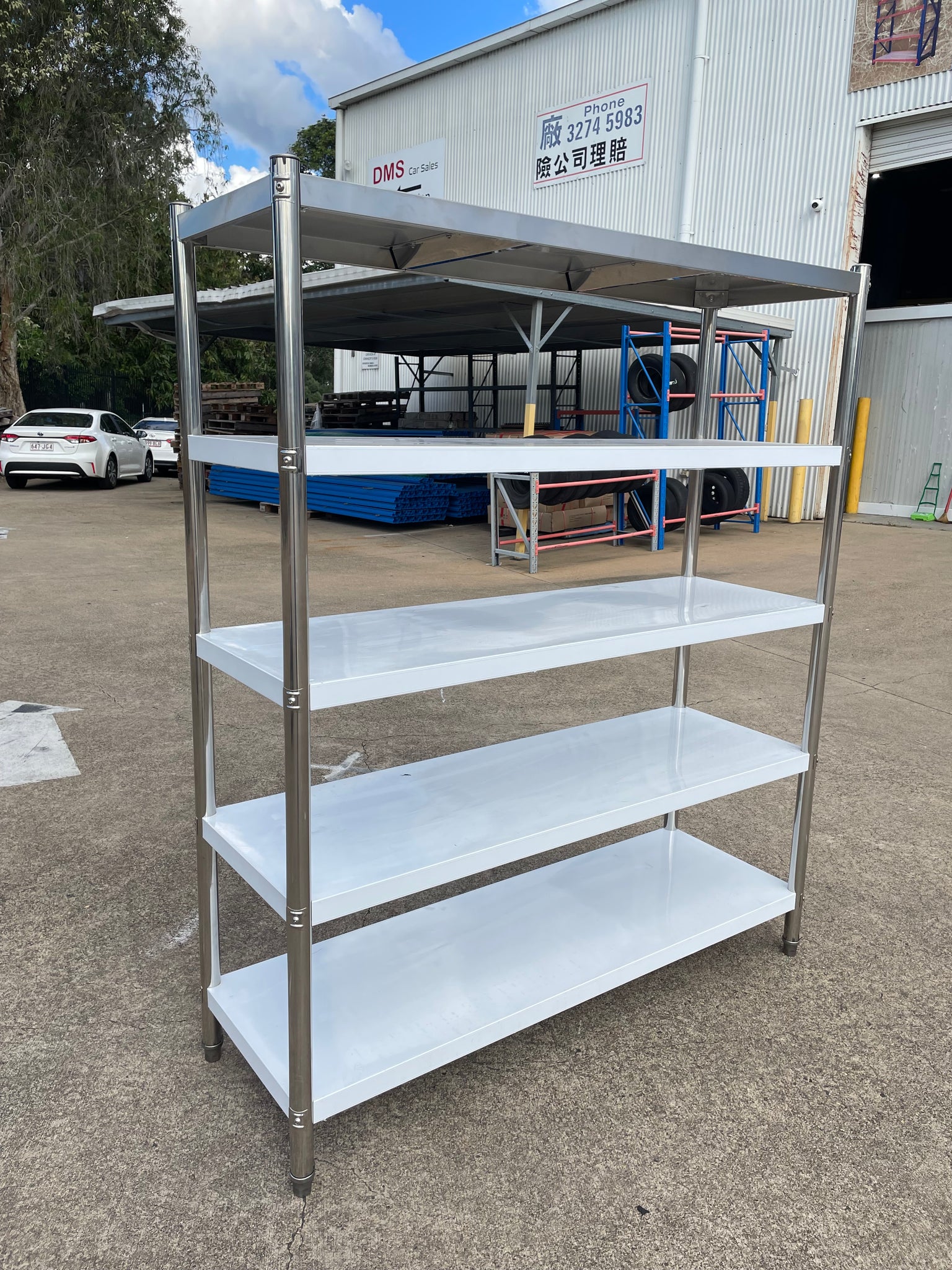 150CM STAINLESS STEEL METAL 5 TIER SHELF KITCHEN BAR FREEZER STORAGE