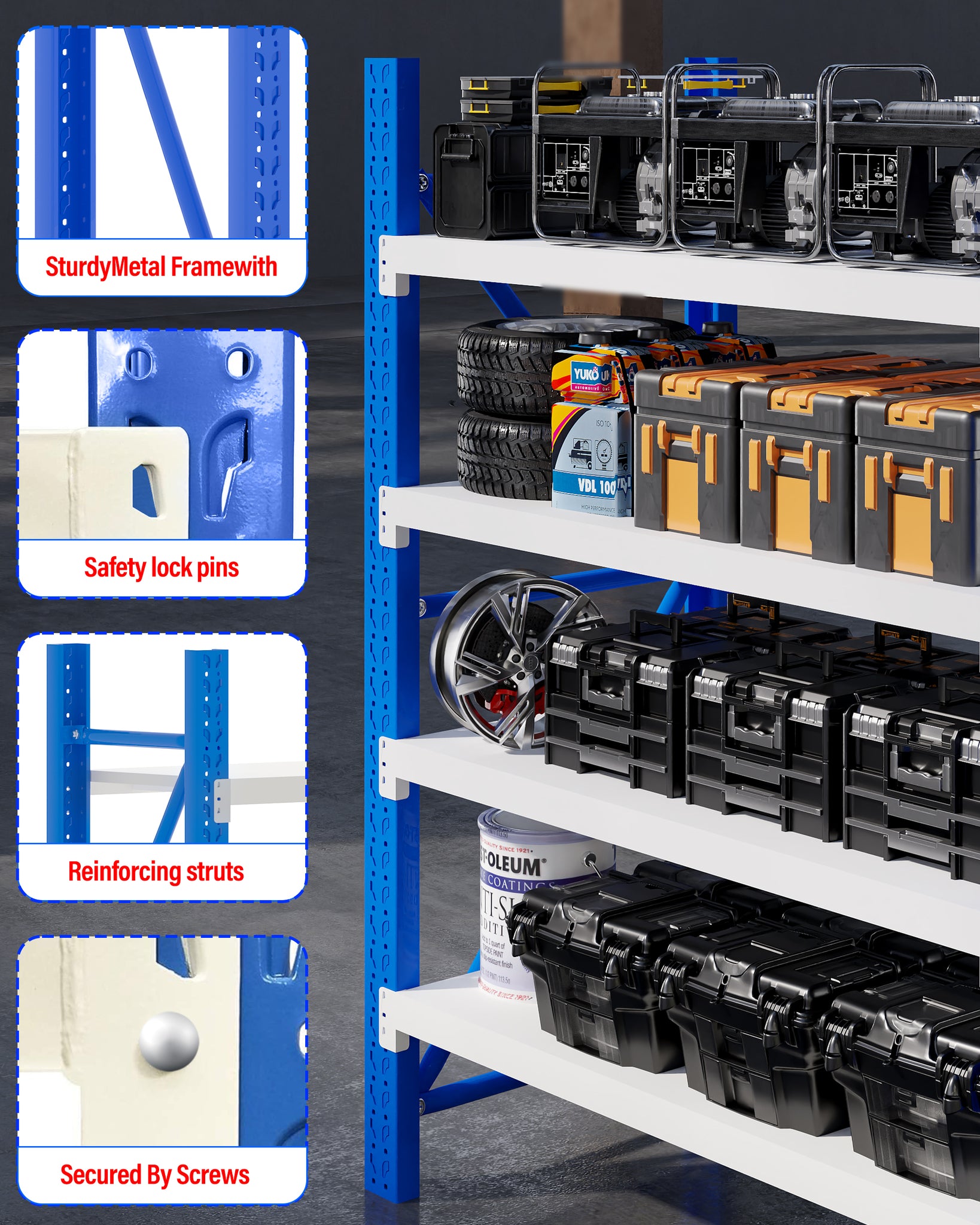 FREE DELIVERY (Brisbane)- 1.2m (L) Heavy Duty Heavy Duty Garage Warehouse Metal Storage Shelving Shelves