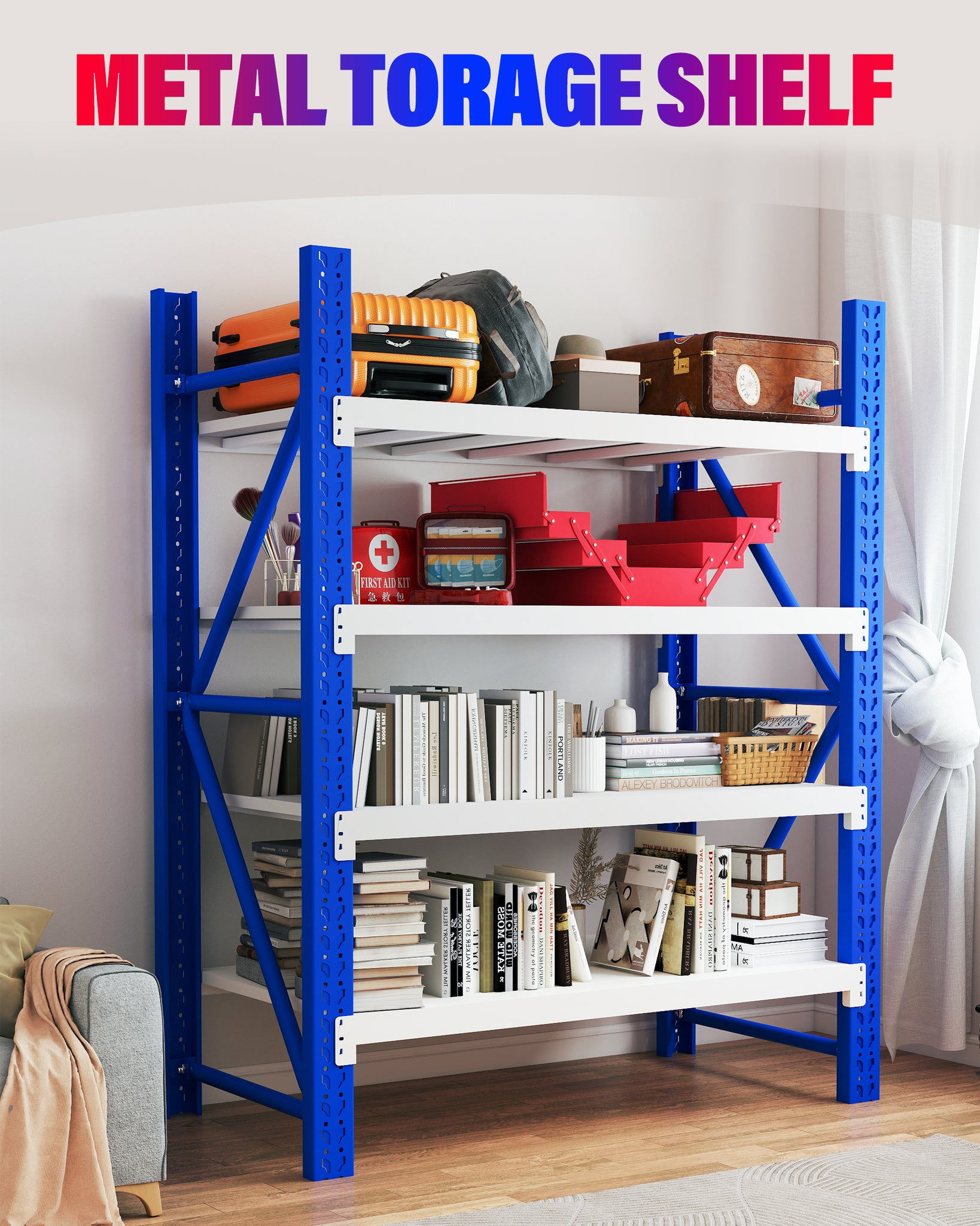 FREE DELIVERY (Brisbane)- 1.2m (L) Heavy Duty Heavy Duty Garage Warehouse Metal Storage Shelving Shelves