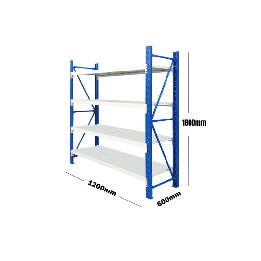 Steel Garage Shelving Unit 1200 x 1800 x 600mm Blue and White
