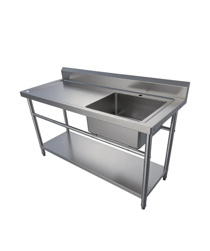 Stainless Steel Kitchen Sink 1500x600x900mm Right Bowl