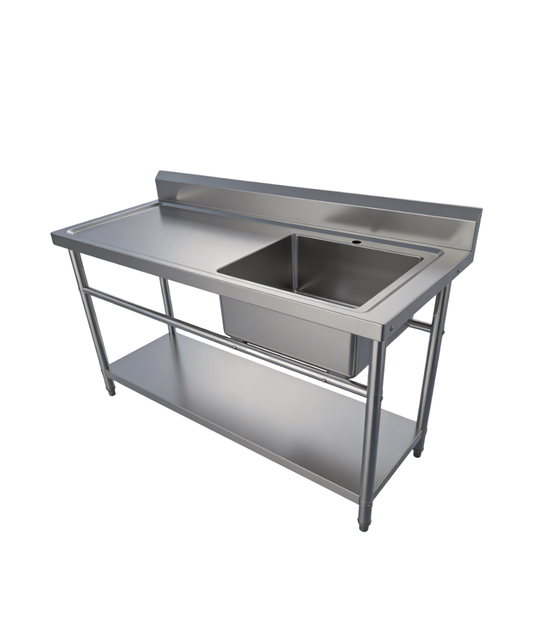 Stainless Steel Commercial Kitchen Sink 1500x600x900mm Right Bowl