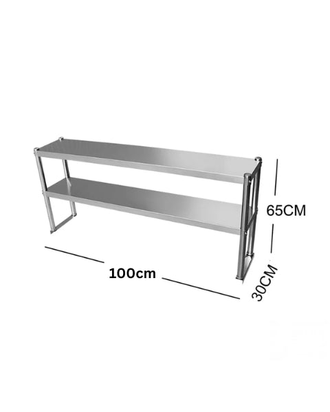 (Back In stock around 1.1) 100CM STAINLESS STEEL METAL 2 TIER WORKBENCH EXTENSION KITCHEN BENCH STORAGE