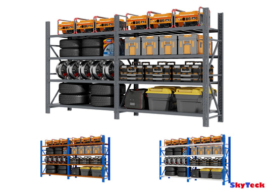 Heavy Duty Steel Shelving 6m x 1.5m x 0.6m Blue and Orange