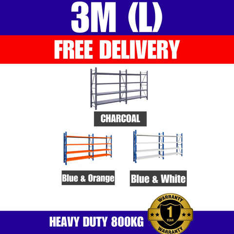 FREE DELIVERY- 3m (L) Heavy Duty Heavy Duty Garage Warehouse Metal Storage Shelving Shelves