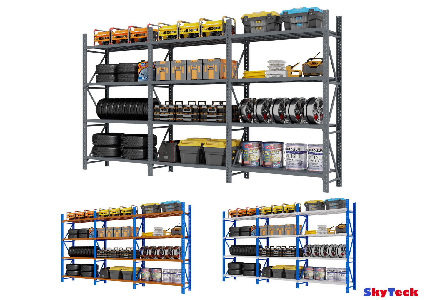 Heavy Duty Steel Long Bay Shelving 6m x 2m x 0.6m Blue & White