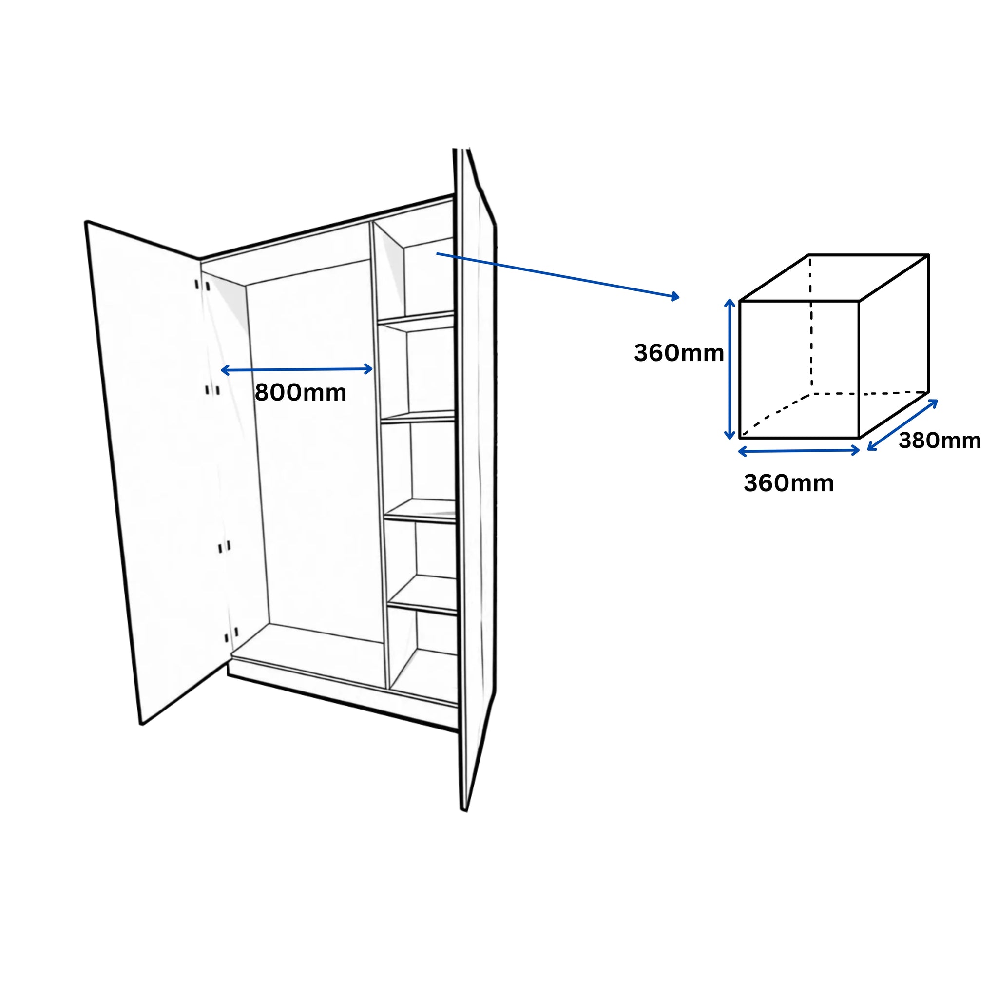 (Briabane & Melboune Only) White 5 tier Storage Wardorbe Cabinet with hanger rod 1200mm (L) x 2000mm (H) x 450mm (D)