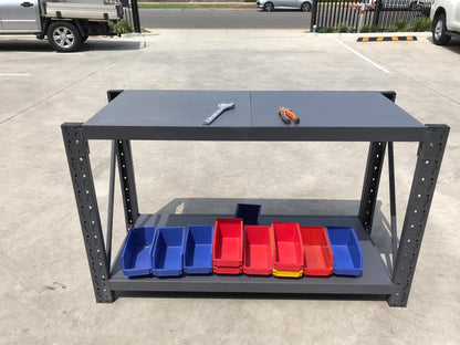 Metal 2-Tier Workbench 1.5m Heavy Duty Charcoal