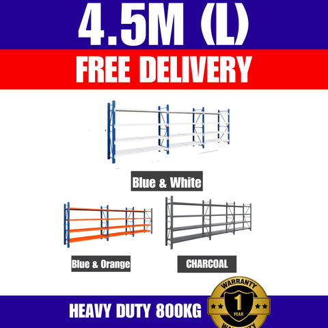 FREE DELIVERY- 4.5m (L) Heavy Duty Heavy Duty Garage Warehouse Metal Storage Shelving Shelves