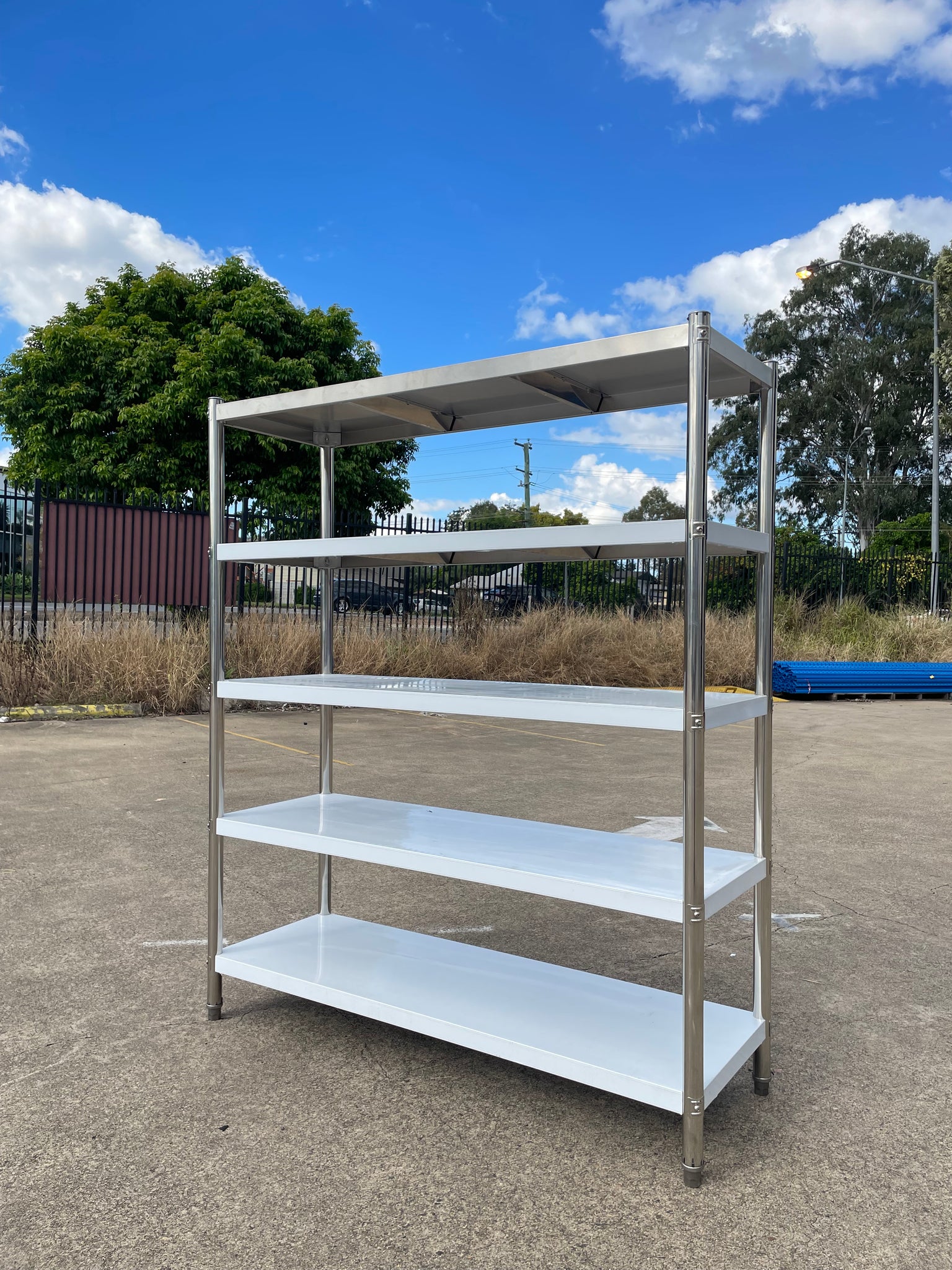 150CM STAINLESS STEEL METAL 5 TIER SHELF KITCHEN BAR FREEZER STORAGE