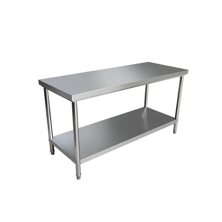 100CM(L) X 60CM(D) X 90CM(H) STAINLESS STEEL METAL 2 TIER WORKBENCH KITCHEN BENCH STORAGE