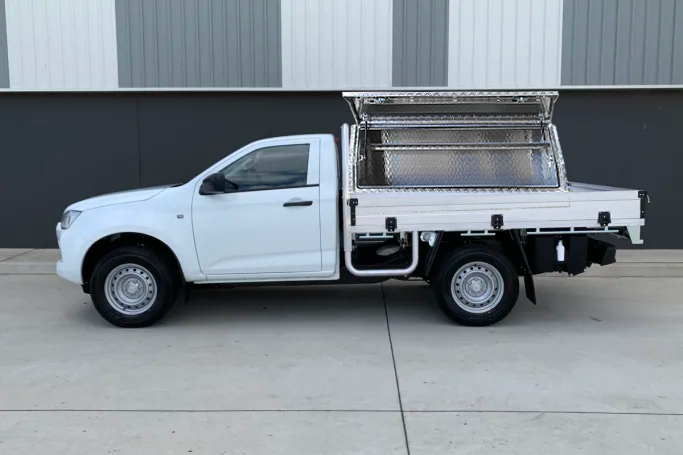 (Half Open) 145cm(L) x 50cm(D) x 70cm(H) Aluminum Checkerplate Tool Box for UTE & Trailer Storage (Sliver)