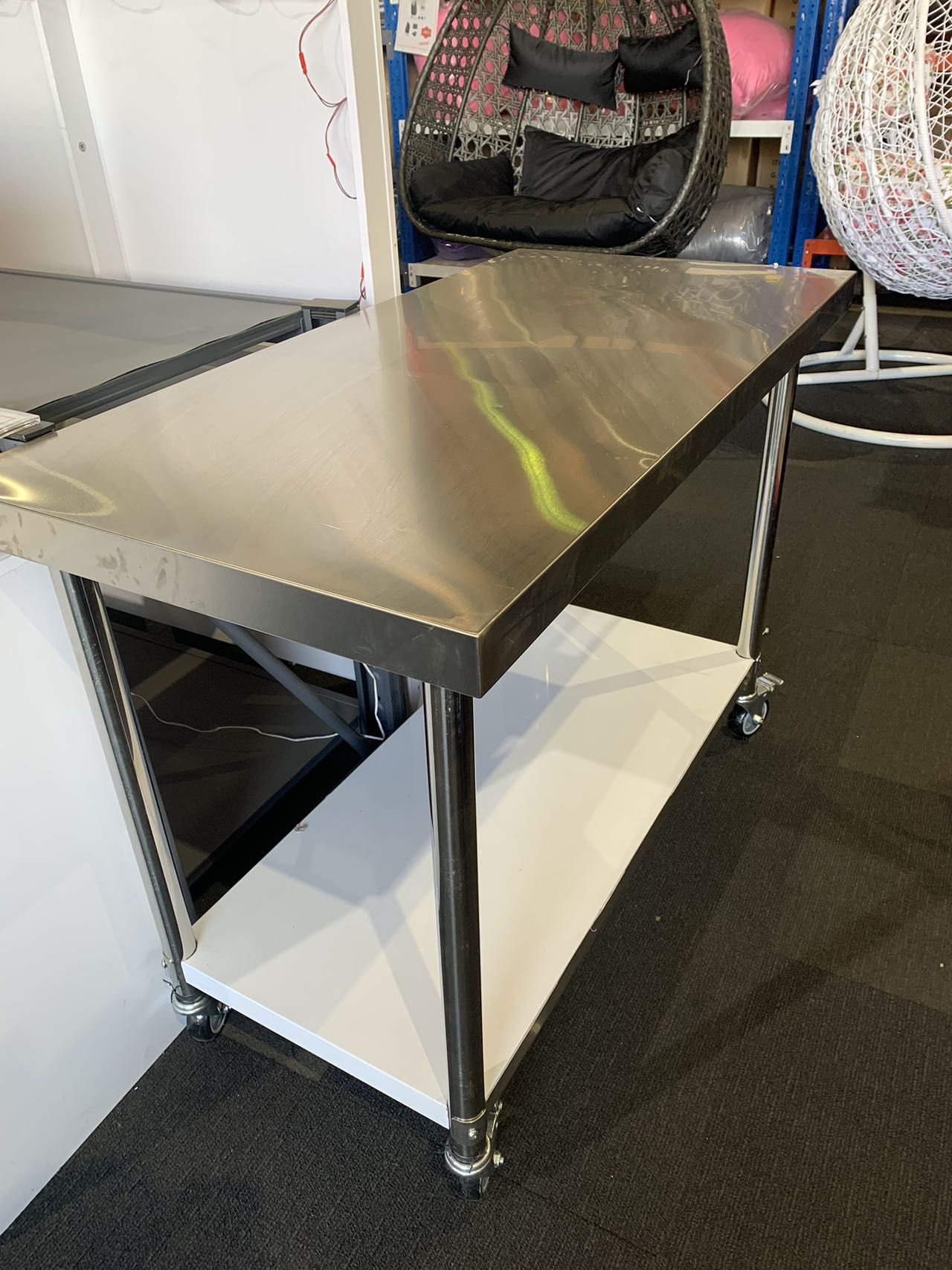 1800x600x900mm Stainless Steel Metal 2 Tier Workbench Kitchen Bench