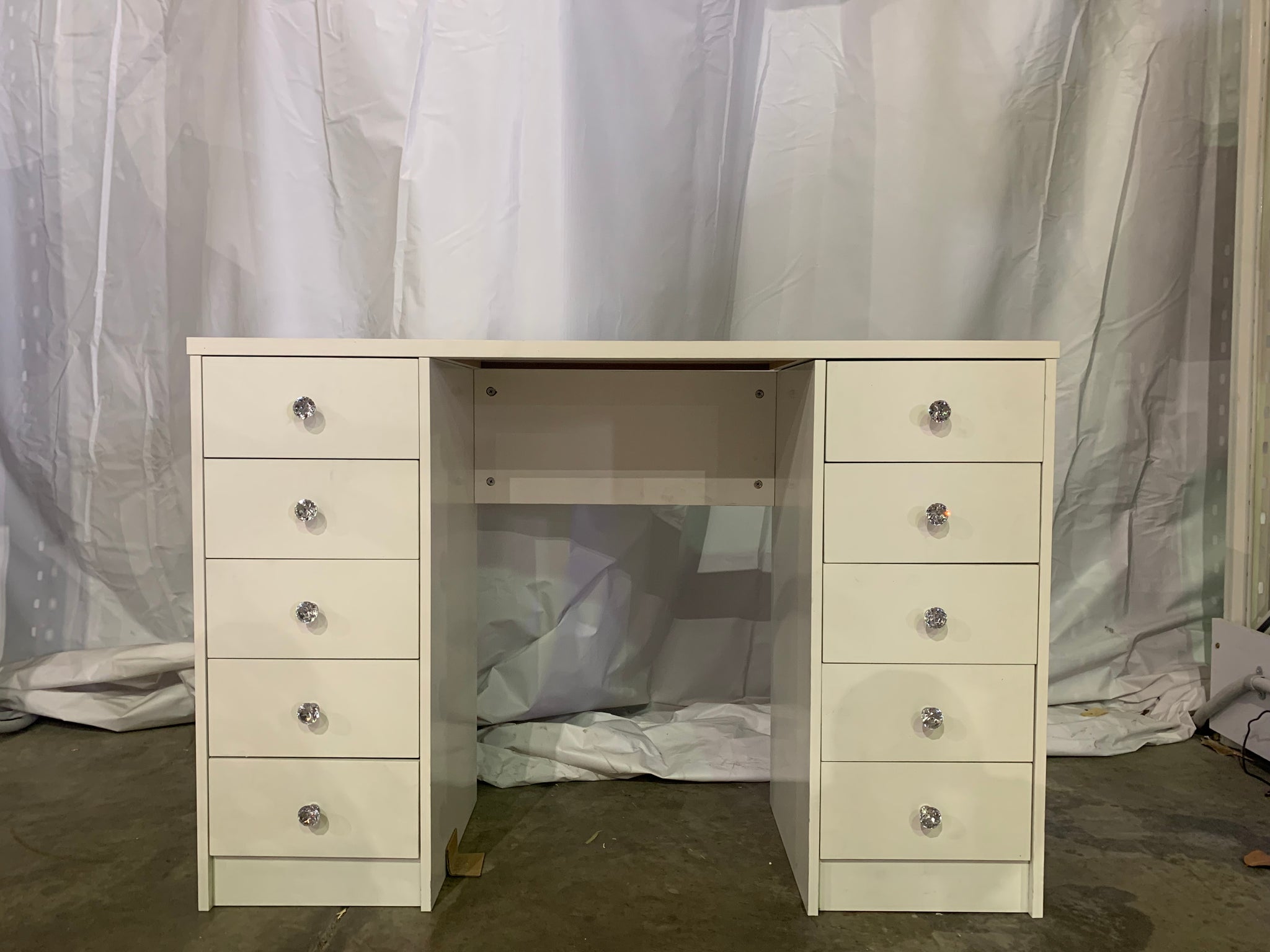 WHITE MAKE-UP DRESSER TABLE WITH LED MIRROR WITH 10 DRAWERS KL-DS07